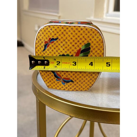 1981 Takahashi San Francisco Hand Decorated Cloisonné-Style Ceramic Vase 5” x 5” - Picture 7 of 9